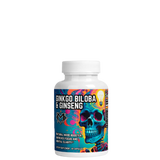 Supplement bottle with colorful skull design on white background