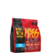 A package of MUTANT MASS 5 LBS Muscle Mass Gainer, predominantly red and black in color with the brand logo and product information displayed.