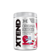 A container of XTEND Original BCAA Powder with cherry flavor, zero sugar, and 7g BCAAs, designed for muscle recovery and hydration.