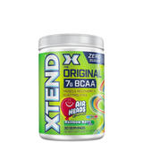 A container of XTEND Original BCAA Powder with cherry flavor, zero sugar, and 7g BCAAs, designed for muscle recovery and hydration.