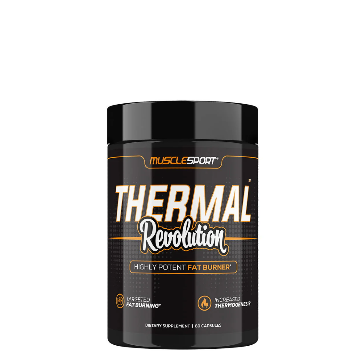 A container of MuscleSport Thermal Revolution, a fat burner supplement.