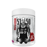 A container of 5150 High Stimulant Pre-Workout supplement with a graphic of a bodybuilder on the label.