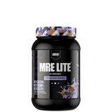 A container of MRE LITE Whole Food Protein powder with a label showing the product name and 'PROTEIN' text.