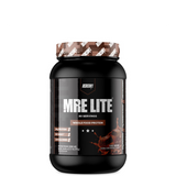 A container of MRE LITE Whole Food Protein powder with a label showing the product name and 'PROTEIN' text.