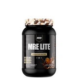 A container of MRE LITE Whole Food Protein powder with a label showing the product name and 'PROTEIN' text.