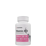 A bottle of Vitamin B12 supplement with the label showing the product name and dosage.