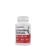 A bottle of L-Carnitine Tartrate supplement with the label showing the product name and dosage details.