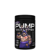 A container of PUMP-OCALYPSE supplement with an illustrated character on the label.