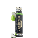 A bottle of REDCON1 L-carnitine supplement with a green apple flavor, prominently displaying the brand and product name with a graphic of green apples on the label.