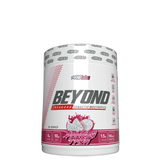 A container of Beyond BCAA+EAA Intra-Workout supplement in Raspberry Refuel flavor.