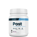 A container of Transparent Labs Post-workout recovery supplement, with labels indicating the product is for muscle building and recovery, with 30 servings and flavors such as Black Cherry and Watermelon.