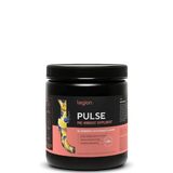 A container of Pulse Pre-Workout Supplement with blueberry lemonade flavor by Legion Athletics.