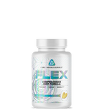 A bottle of Core Nutritionals FLEX comprehensive joint formula supplement with 11 clinical ingredients, white background.
