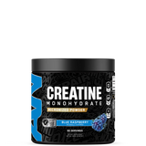 Creatine Monohydrate container with blue raspberry flavor, 60 servings, micronized powder