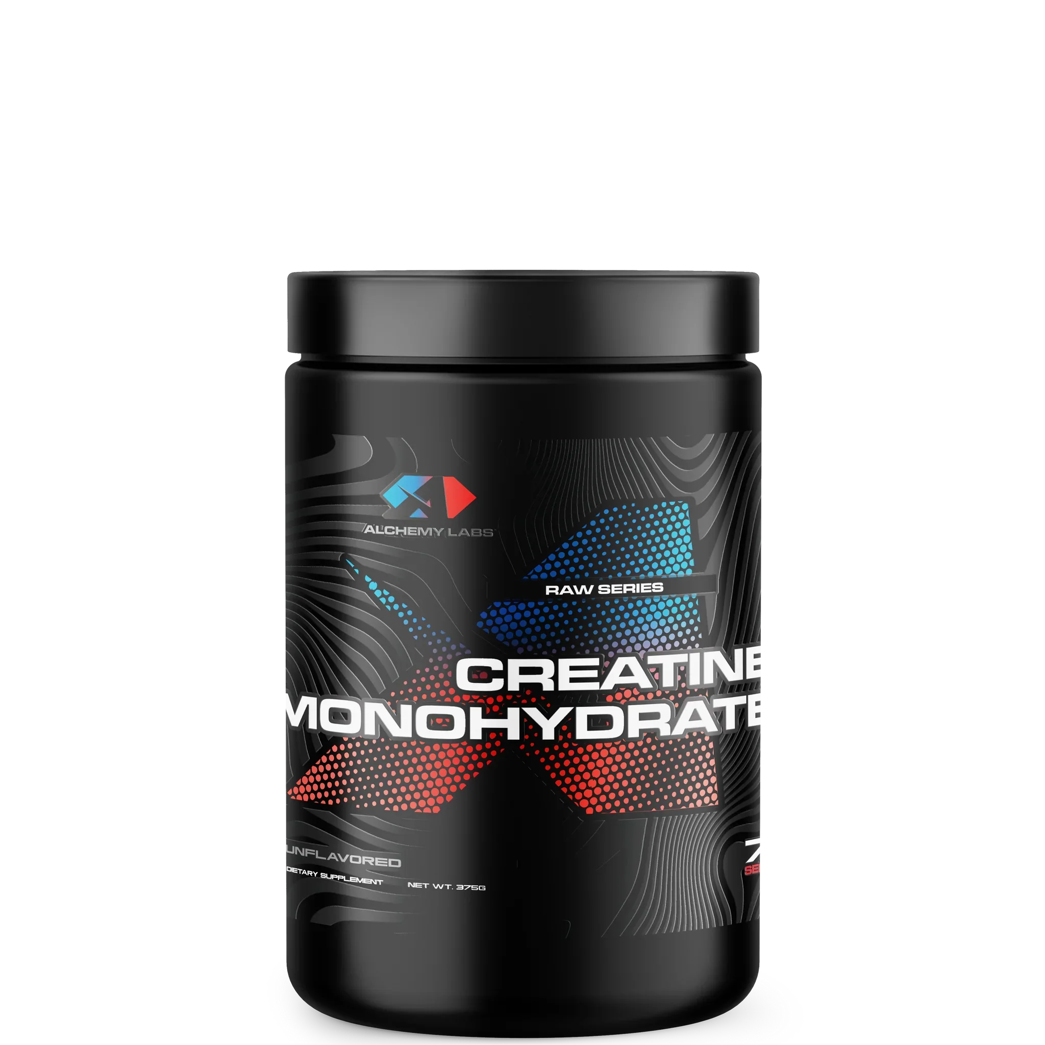 A container of Creatine Monohydrate supplement from Alchemy Labs.