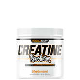 A container of MuscleSport Creatine Monohydrate, unflavored, with a white label and orange accents.