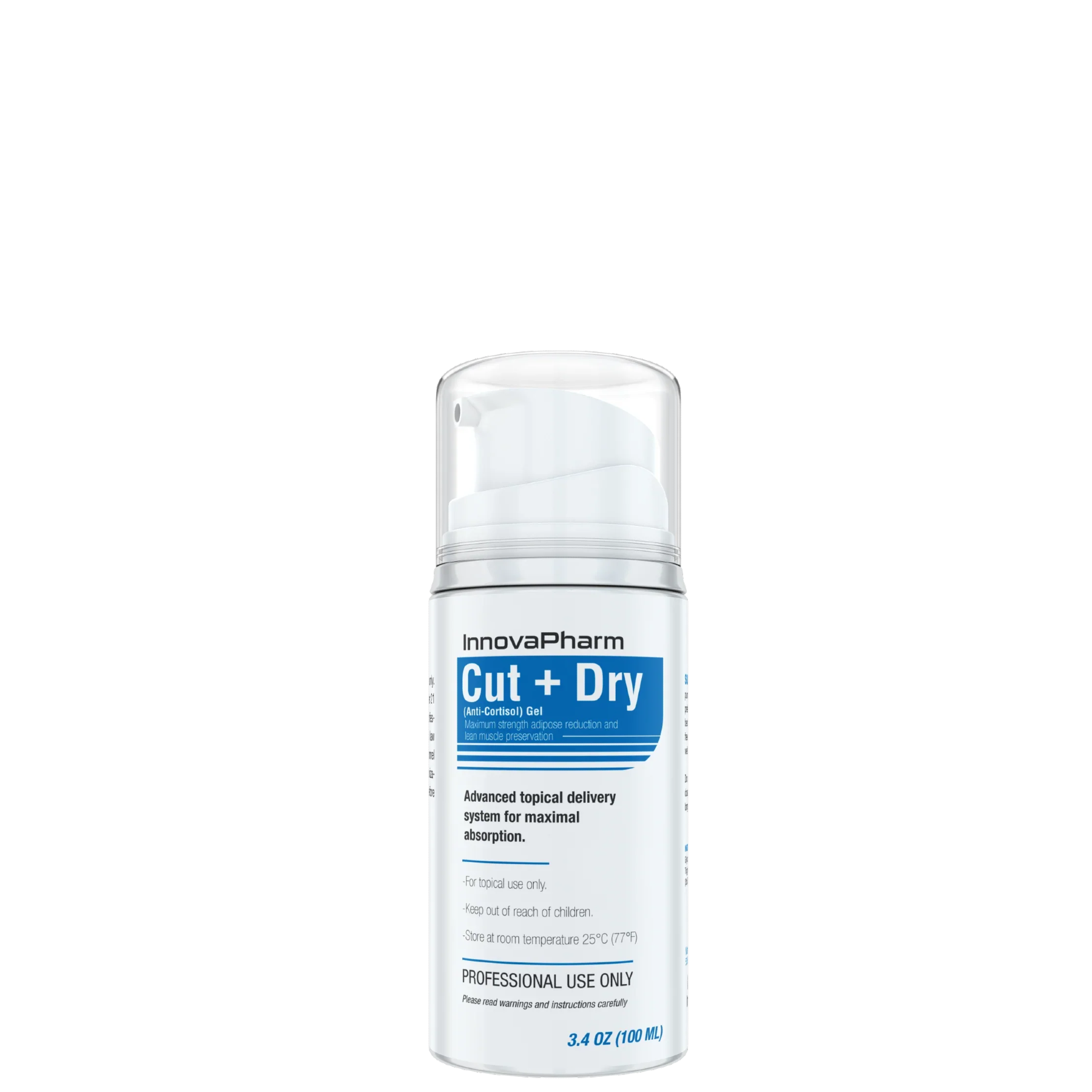 A bottle of Cut + Dry supplement by Innovapharma, designed for modulating cortisol levels and supporting health.