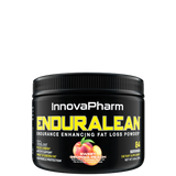 A container of ENDURALEAN by InnovaPharm, which is an endurance enhancing fat loss powder in blueberry lemon ginger flavor.