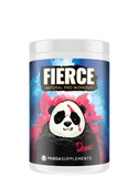 Container of Panda Supps Natural Fierce Pre-Workout powder with a graphic of a panda on the label.