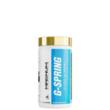 A container of Magnum G-Spring dietary supplement with a white body and a gold-colored lid, labeled for sleep and recovery.