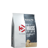 A package of Dymatize Super Mass Gainer in chocolate flavor, with a weight of 12 lbs.