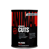 Container of Universal Nutrition ANIMAL CUTS with 42 packs, featuring a black and red design with white text.
