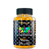 Container with black and rainbow label.