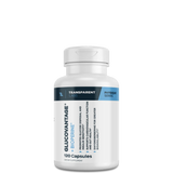 A bottle of GlucoVantage + BioPerine capsules by Transparent Labs with 120 capsules.