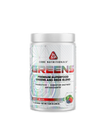 A container of CORE NUTRITIONALS GREENS, which is a premium superfood greens and reds supplement with probiotics and digestive enzymes.