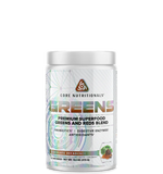 A container of CORE NUTRITIONALS GREENS, which is a premium superfood greens and reds supplement with probiotics and digestive enzymes.