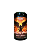 A container of Judgement Day Extreme Preworkout by Castle Cartel with a black background featuring an illustration of a winged figure.