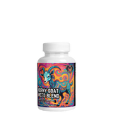 Supplement bottle with colorful label featuring a goat on a white background