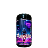 A container of Speed Force Extreme High Pump Mid Stim Pre-Workout by Project M with a colorful design featuring a character and text.