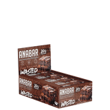 A box of ANABAR protein bars in a peanut butter flavor, with packaging that features the brand name and the flavor, against a dark background.