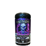 Pre-workout supplement container with colorful label on white background