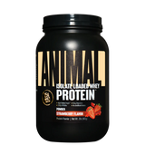 A container of Animal isolate loaded whey protein powder in Brownie Batter flavor.