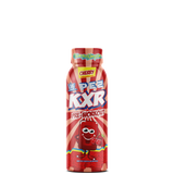 A bottle of KXR x PEZ Pre-Workout RTD with a cherry flavor, featuring a cartoon character design on the label.
