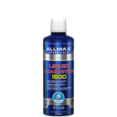 A bottle of ALLMAX Liquid L-Carnitine 1500 in blue and white packaging.