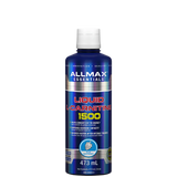 A bottle of ALLMAX Liquid L-Carnitine 1500 in blue and white packaging.