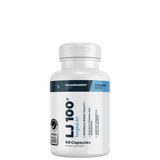 A bottle of Transparent Labs LJ100 Tongkat Ali supplement with 60 capsules, primarily white and blue in color.