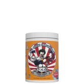 A container of Chaotic Aminos supplement with a cartoon character illustration on the label.