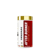 A container of AFTER BURNER nighttime fat burner supplement by MAGNUM SUPPLEMENTS, with a gold lid on top and the product name displayed on the label.