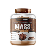 A container of MuscleSport Mass Revolution Mass Gainer in Vanilla Ice Cream flavor.