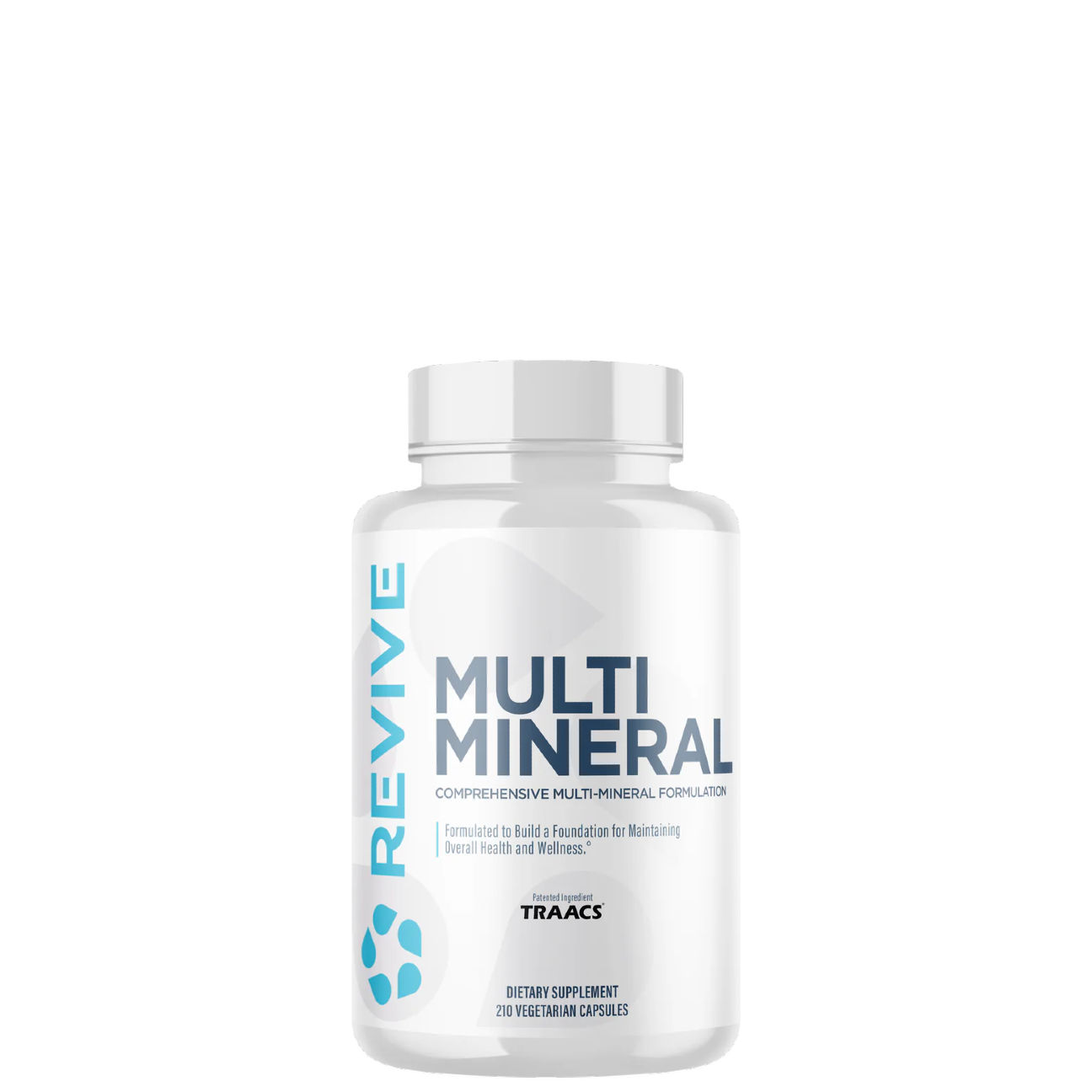 A bottle of Revive Multi Mineral supplement with a white label and blue Revive logo.