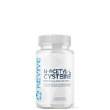 A bottle of Revive Supplements N-acetylcysteine (NAC), a white container with a label that includes the brand name and product description.