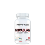 A bottle of Novaburn 2.0 supplement by InnovaPharm with red and black label, indicating it contains 90 capsules.