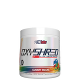 A container of OxyShred Ultra thermogenic fat burner, with branding and flavor information on the label.