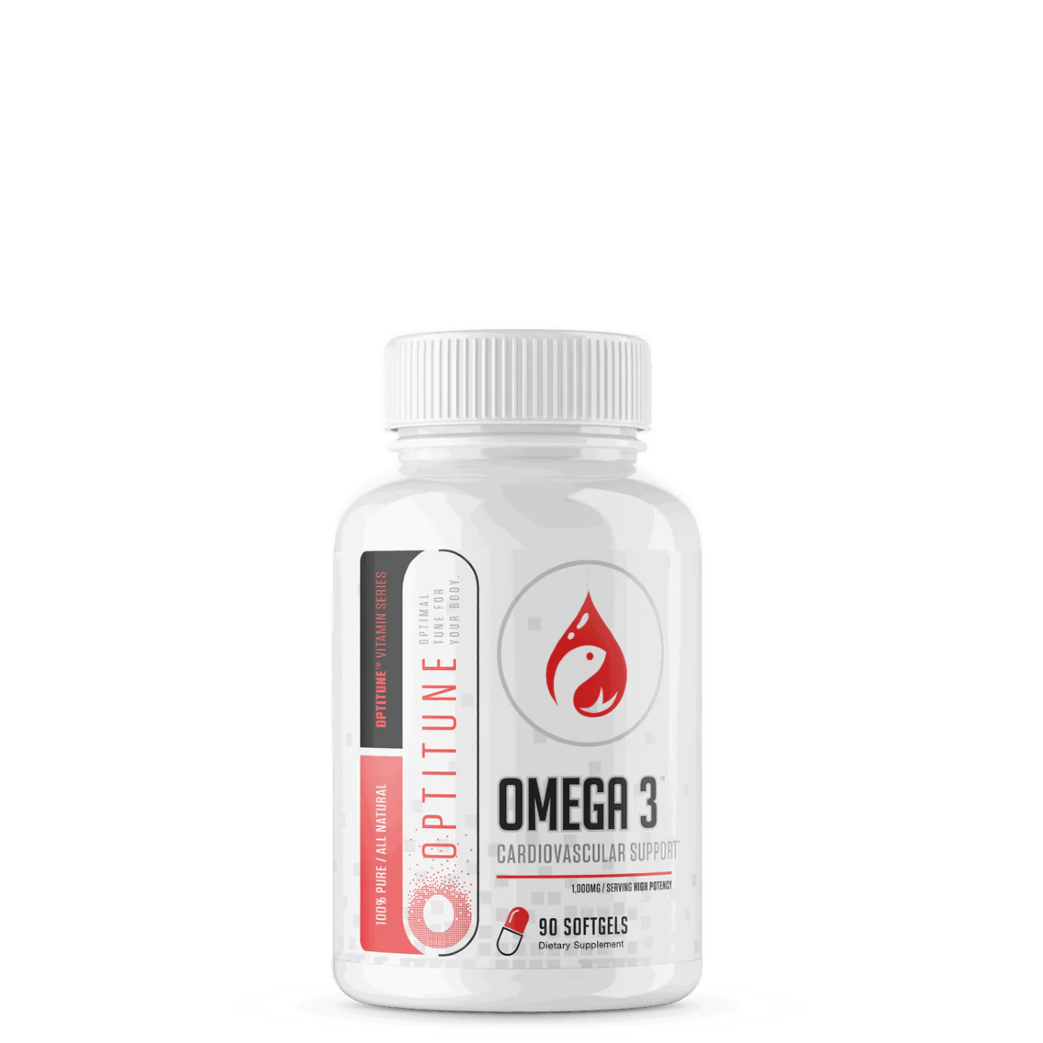 A bottle of Musclesport Omega 3 fish oil supplement with 90 servings, 30 softgels.