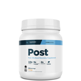 A container of Transparent Labs Post-workout recovery supplement, with labels indicating the product is for muscle building and recovery, with 30 servings and flavors such as Black Cherry and Watermelon.