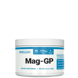 A container of PEScience Mag-GP dietary supplement powder, which is a magnesium glycerophosphate supplement.
